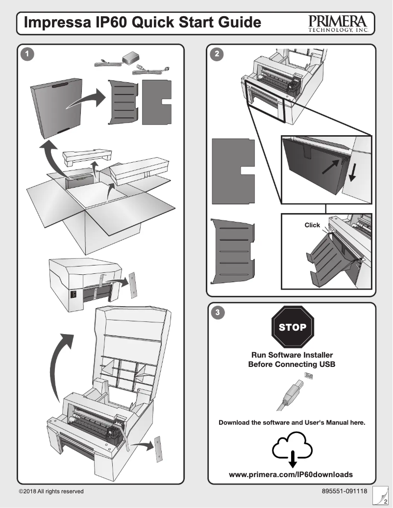 Page 1 de la notice Guide de démarrage rapide Primera Impressa IP60