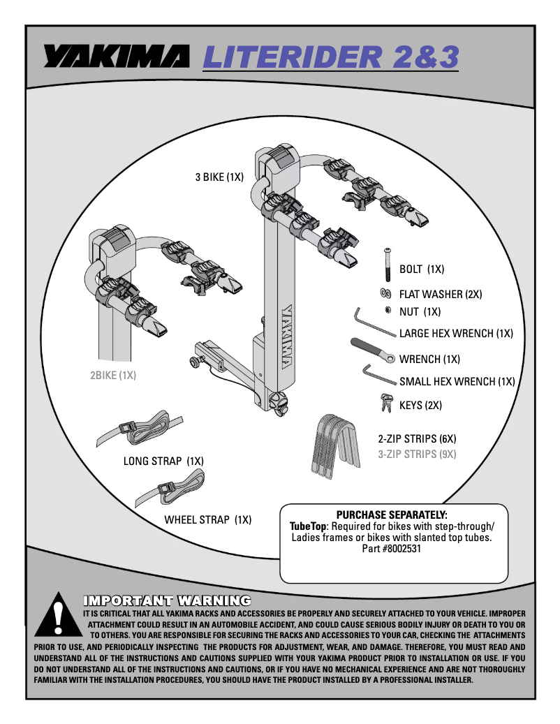 Page 1 de la notice Manuel utilisateur Yakima LiteRider 2
