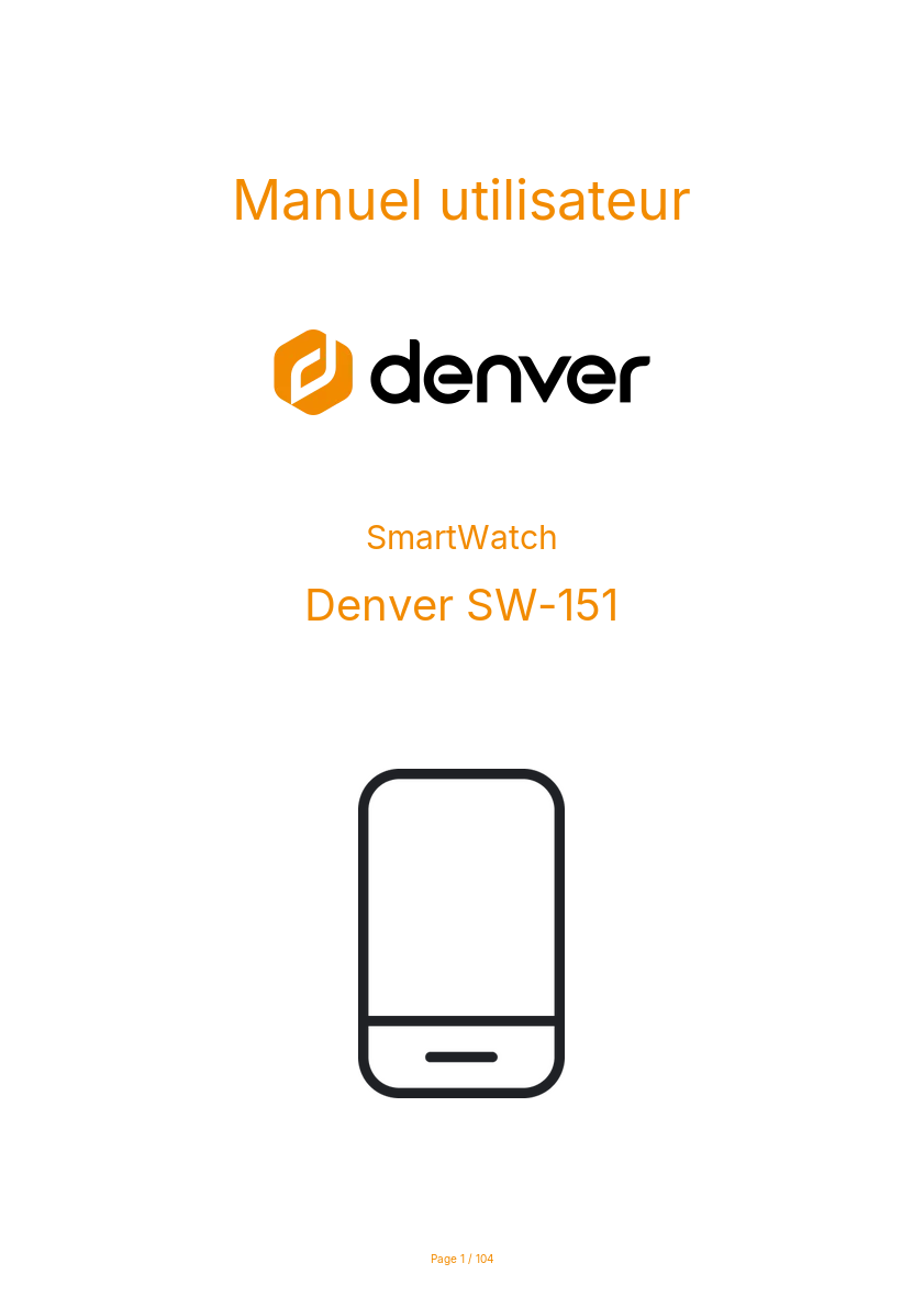 Page n°1 - Manuel utilisateur Denver SW-151