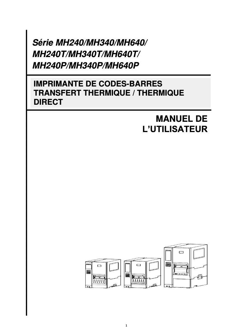 Page 1 de la notice Manuel utilisateur TSC MH340