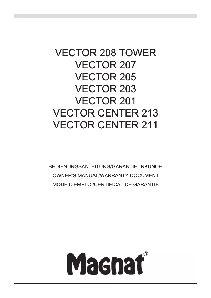 Page 1 de la notice Manuel utilisateur Magnat Vector 202F