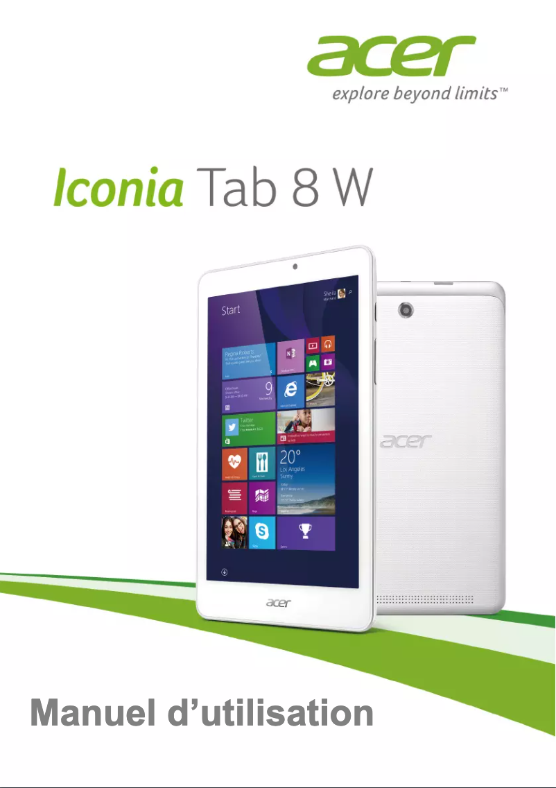 Image de la première page du manuel de l'appareil Iconia Tab8