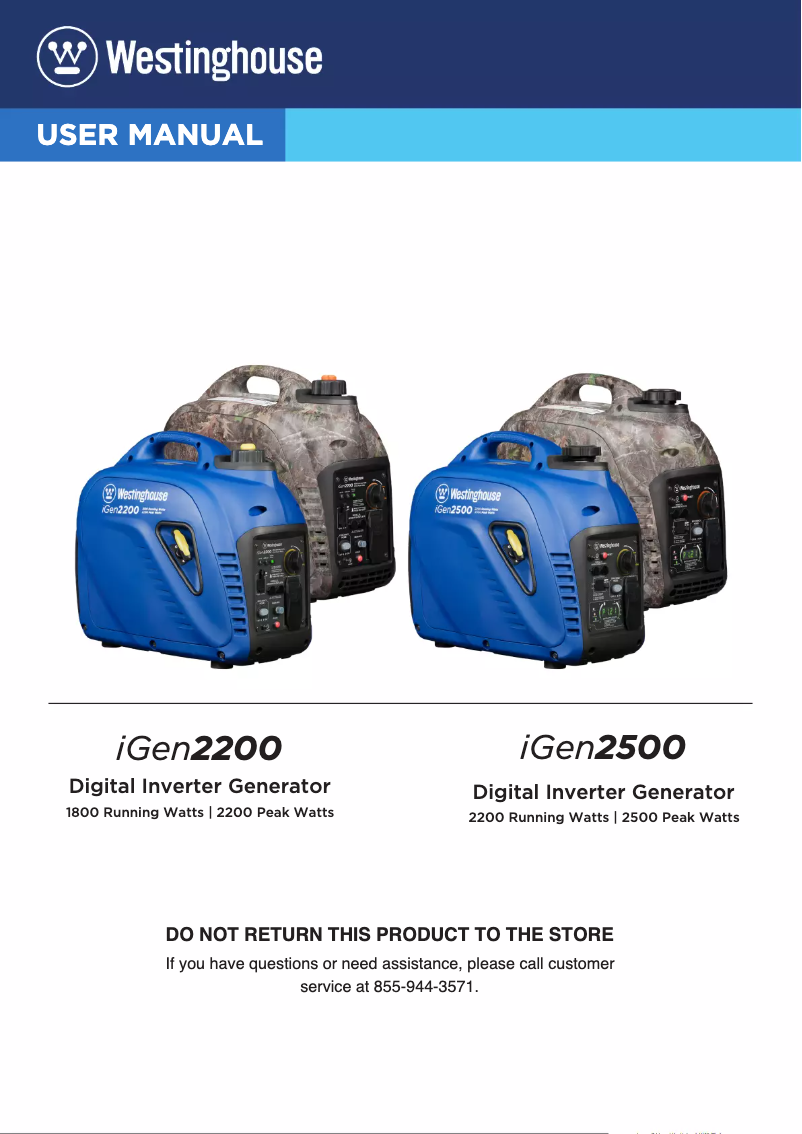 Page 1 de la notice Manuel utilisateur Westinghouse iGen2500