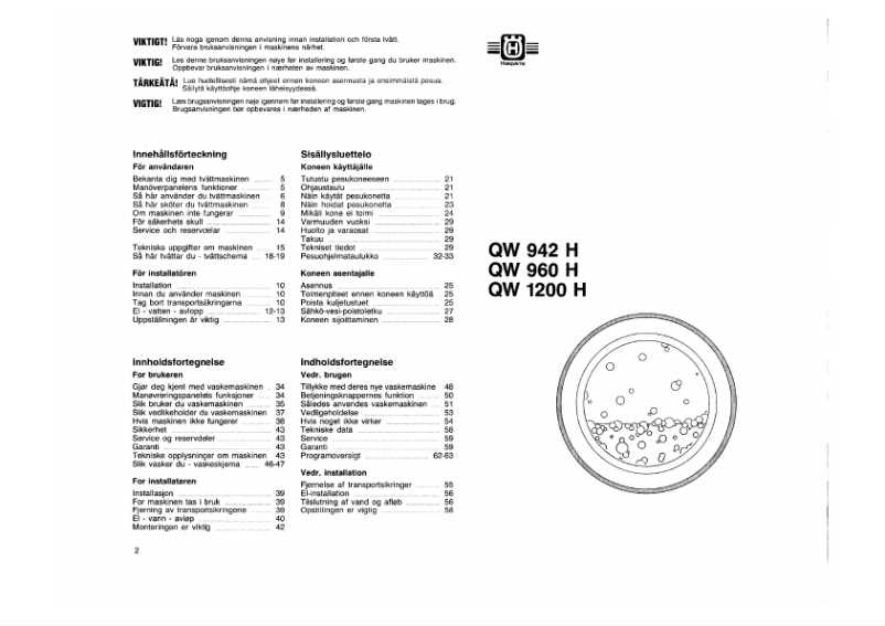Page n°1 - Manuel utilisateur Husqvarna QW942H