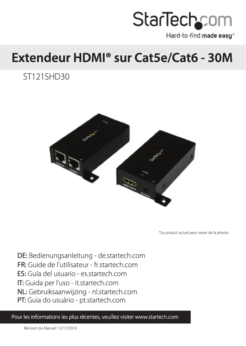 Page n°1 - Manuel utilisateur StarTech.com ST121SHD30