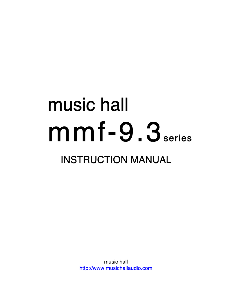 Page 1 de la notice Manuel utilisateur Music Hall mmf-9.3