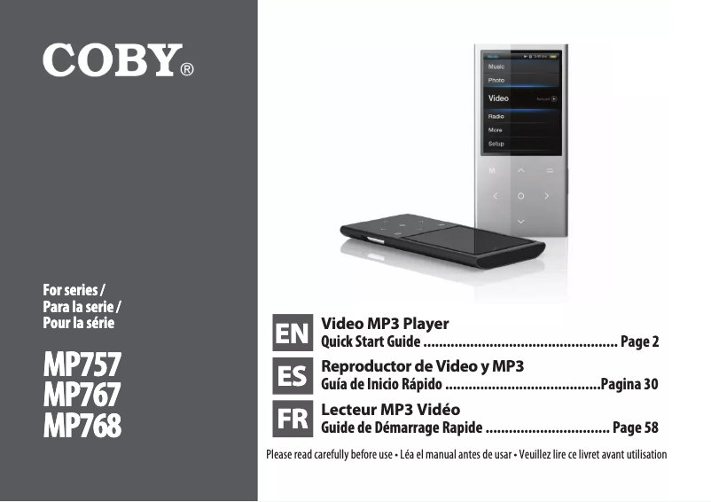 Page n°1 - Manuel utilisateur Coby MP757