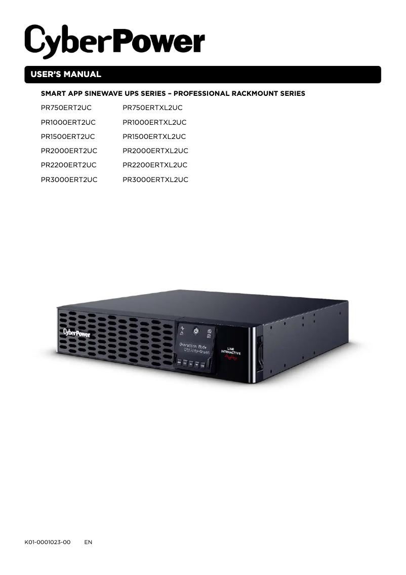 Page 1 de la notice Manuel utilisateur CyberPower PR1000ERT2U