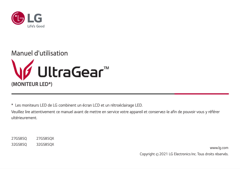 Página 1 del manual Manual de usuario LG UltraGear 27GS85Q