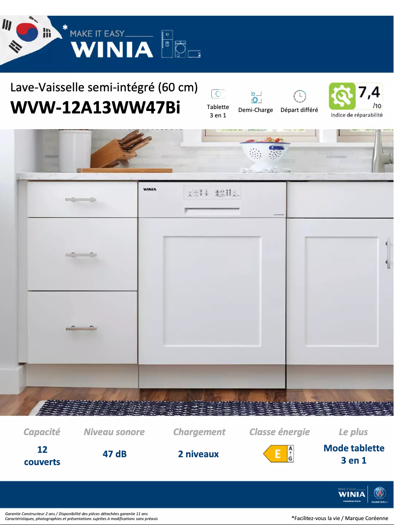 Image de la première page du manuel de l'appareil WVW-12A13WW47BI