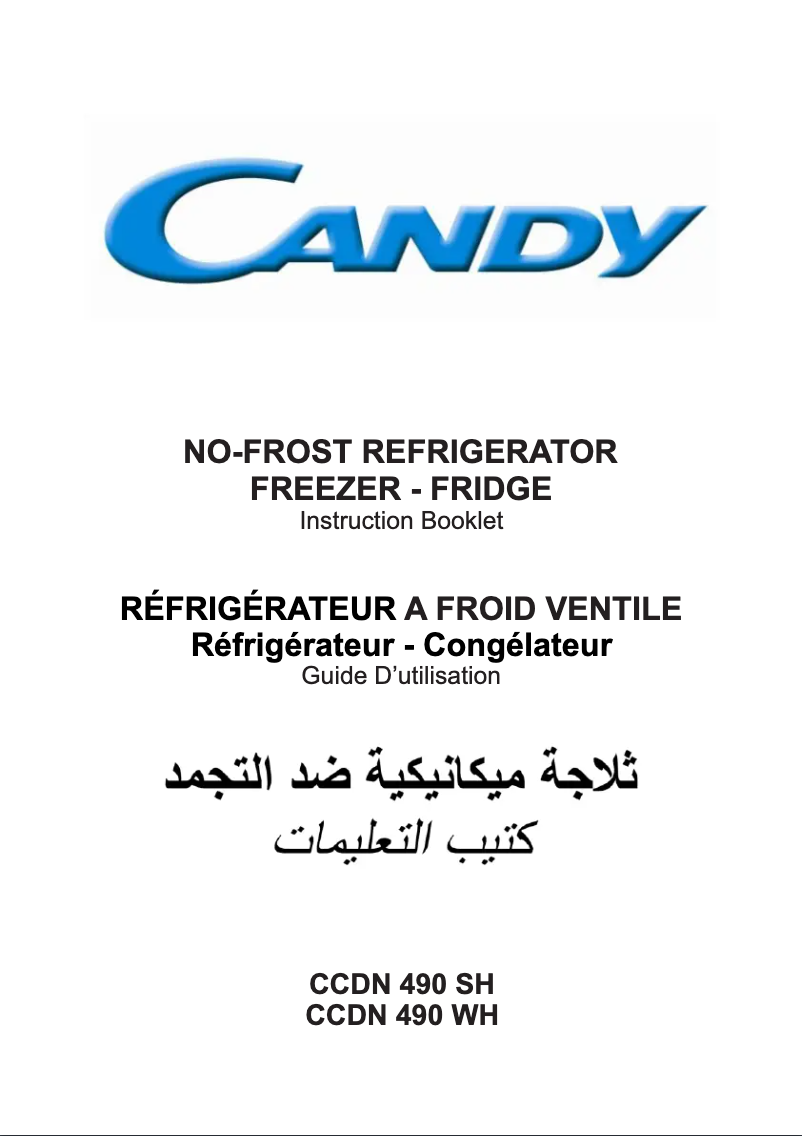 Page 1 de la notice Manuel utilisateur Candy CCDN 490 WH