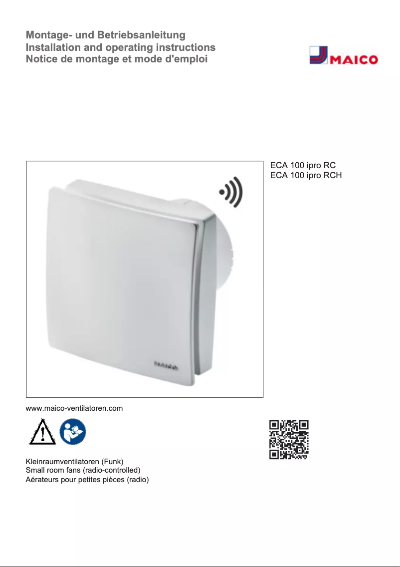 Page 1 de la notice Manuel utilisateur Maico ECA 100 ipro RCH