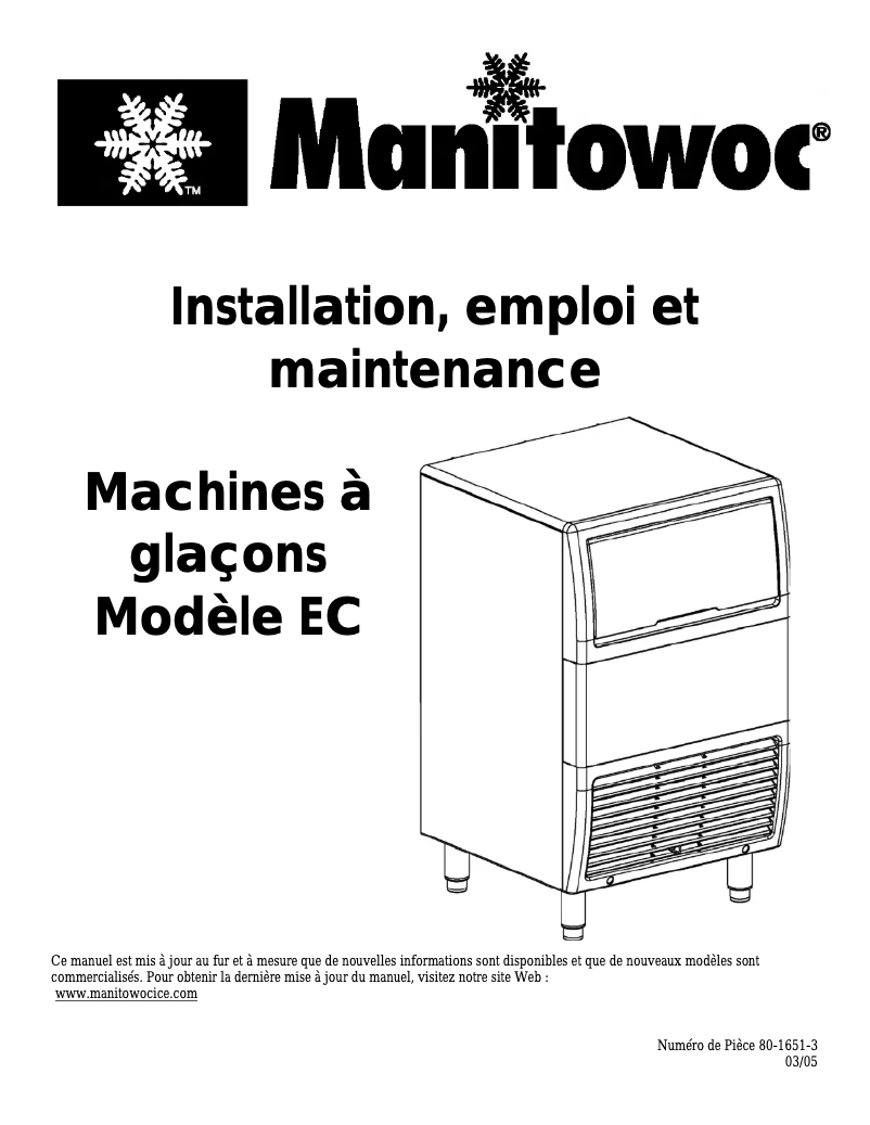 Page 1 de la notice Manuel utilisateur Manitowoc EC030