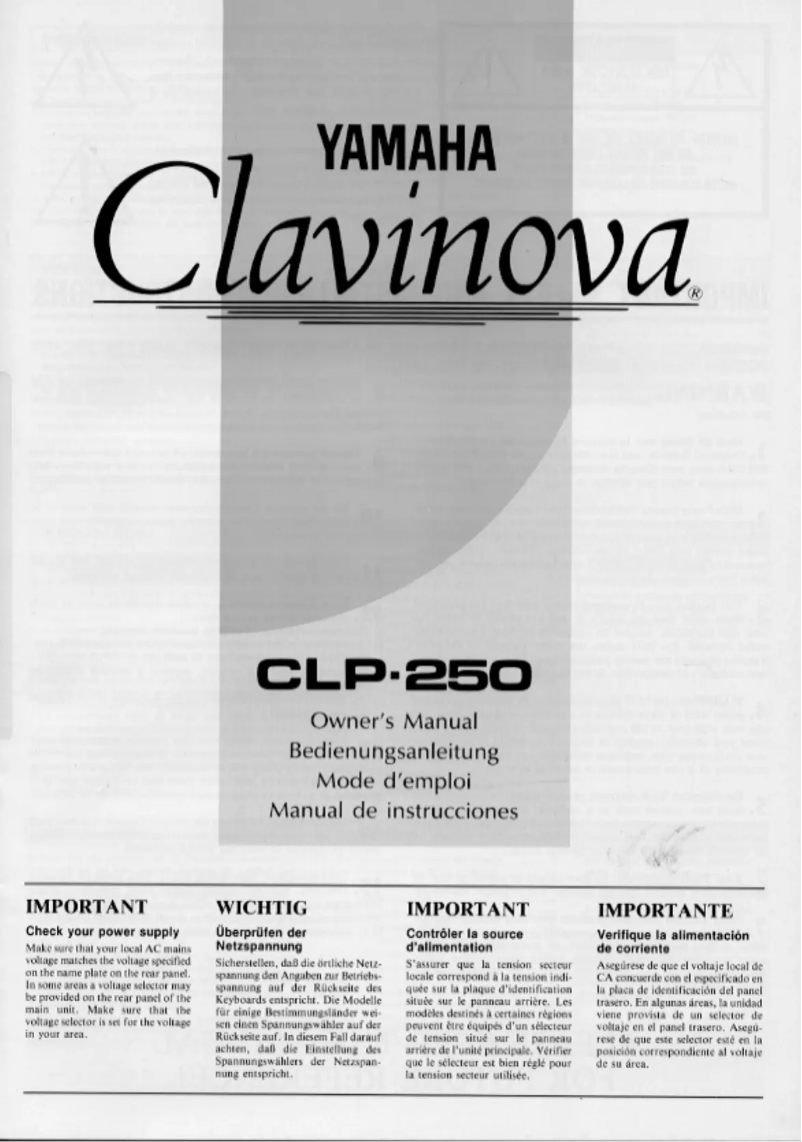 Page 1 of the manual User Manual Yamaha Clavinova CLP-250