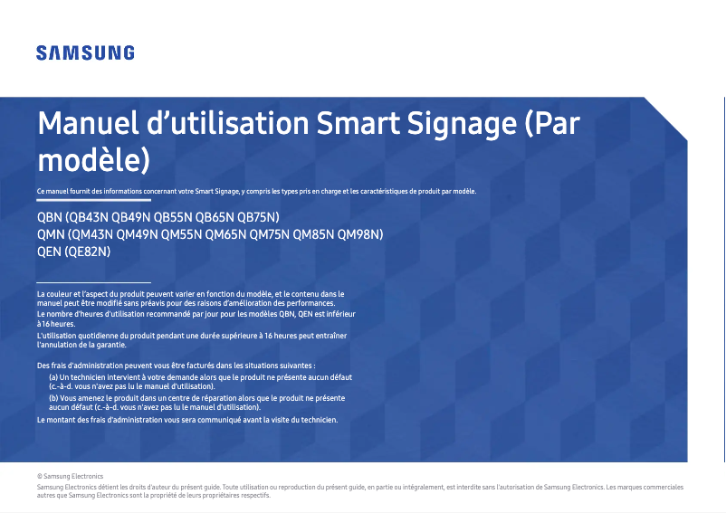 Page 1 de la notice Manuel utilisateur Samsung QE82N