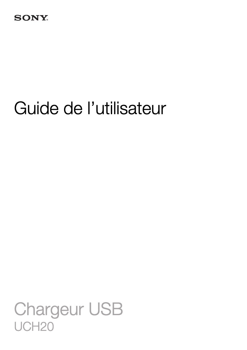 Page 1 de la notice Manuel utilisateur Sony UCH20