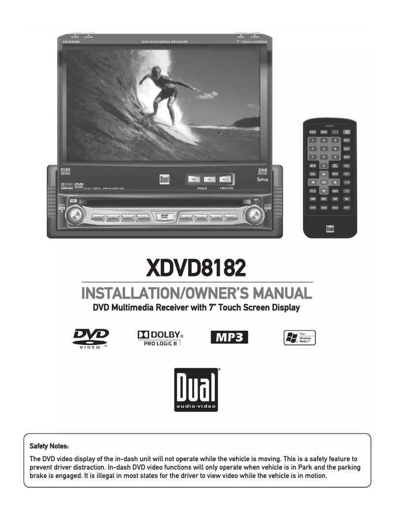 Image de la première page du manuel de l'appareil XDVD8182