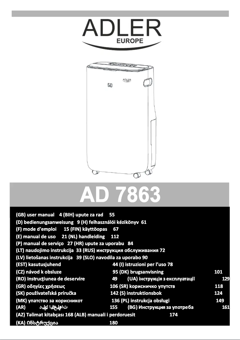 Page n°1 - Manuel utilisateur Adler AD 7863