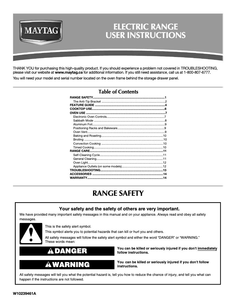 Page 1 de la notice Manuel utilisateur Maytag YMER8875WS