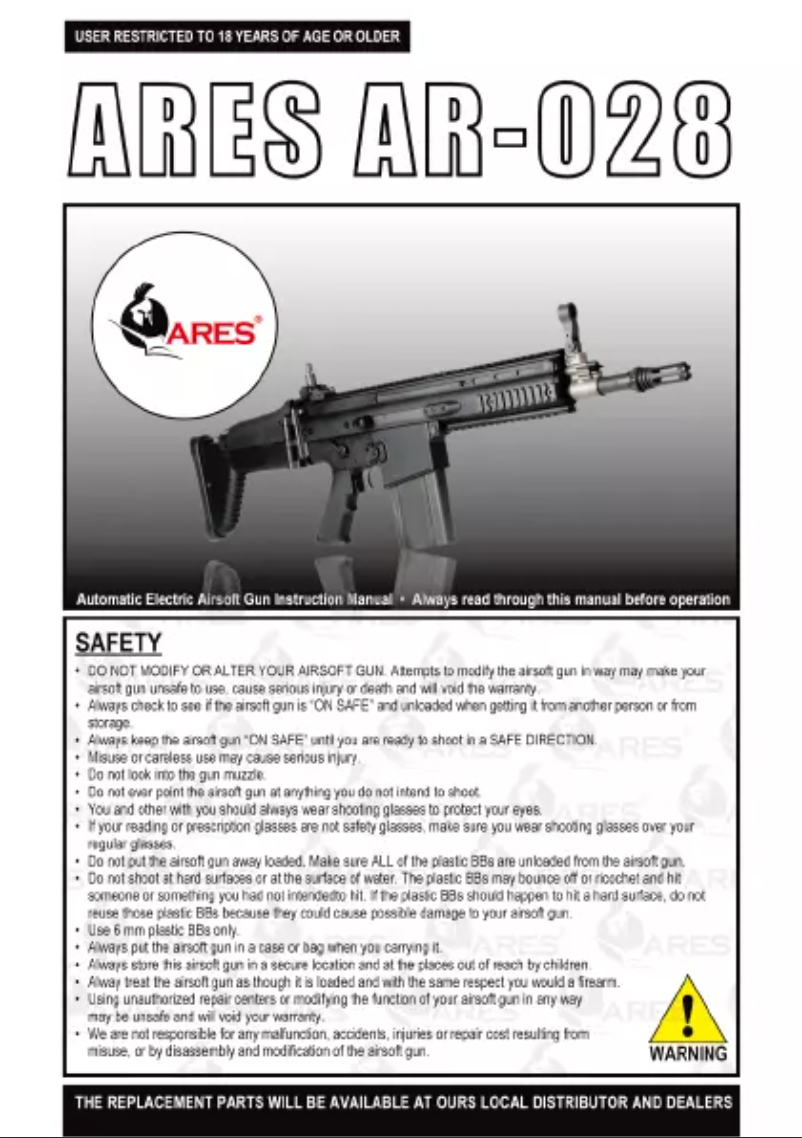 Page 1 de la notice Manuel utilisateur Ares AR-028