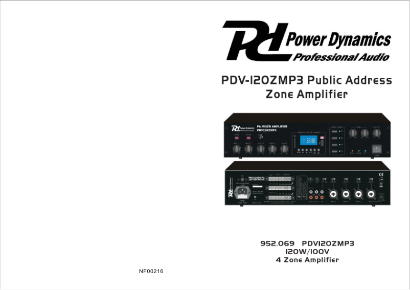 Page 1 de la notice Manuel utilisateur Power Dynamics PDV-120ZMP3