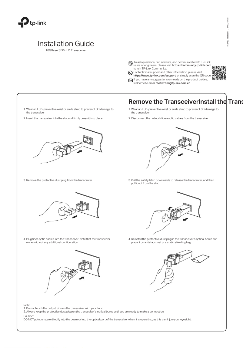 Page 1 de la notice Guide d'installation TP-Link TL-SM5110-SR