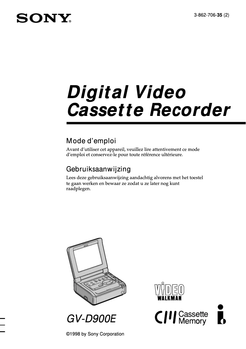 Page 1 de la notice Manuel utilisateur Sony GV-D900E
