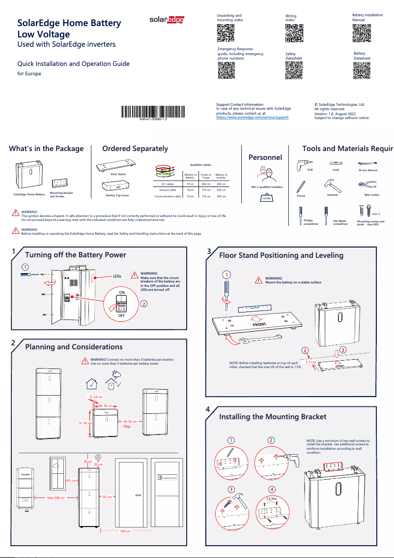Page n°1 - Manuel utilisateur SolarEdge IAC-RBAT-5KFSTD-01