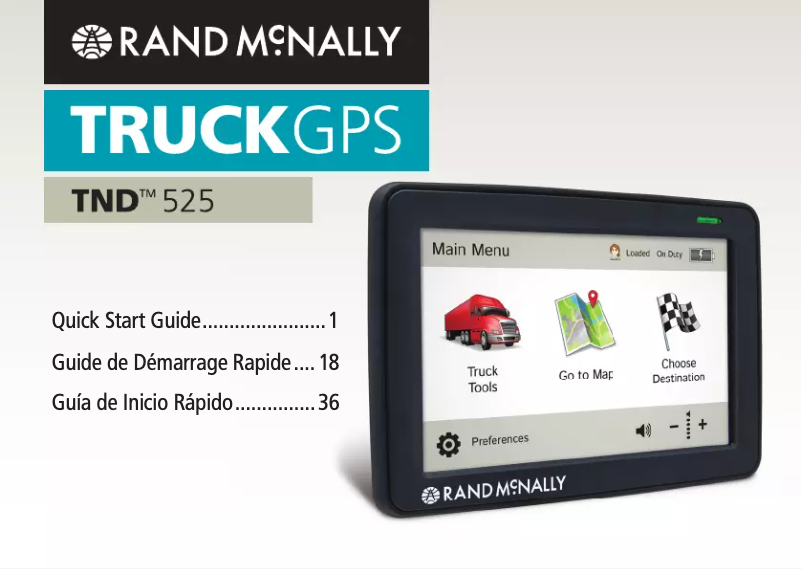 Page n°1 - Manuel utilisateur Rand McNally IntelliRoute TND 525