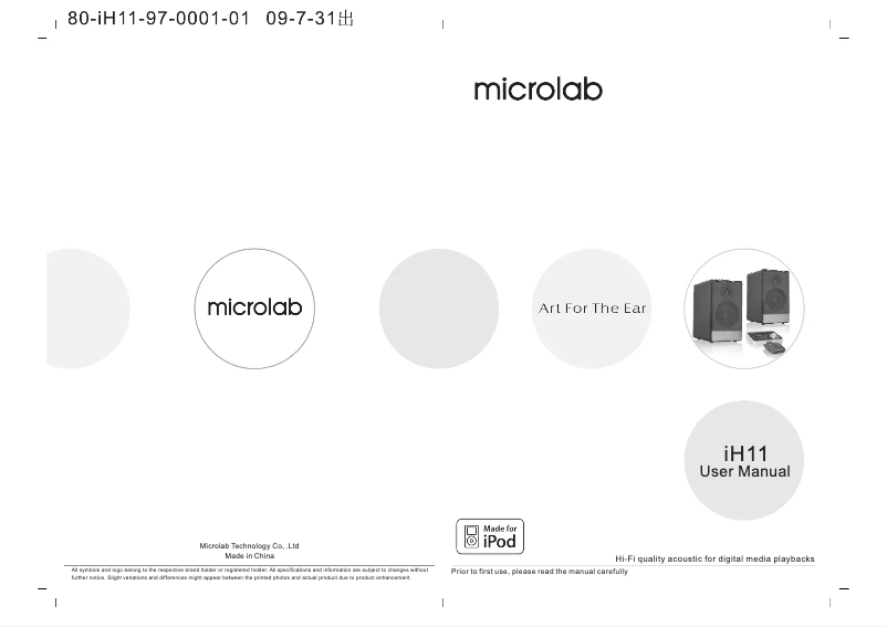 Page n°1 - Manuel utilisateur Microlab IH-11