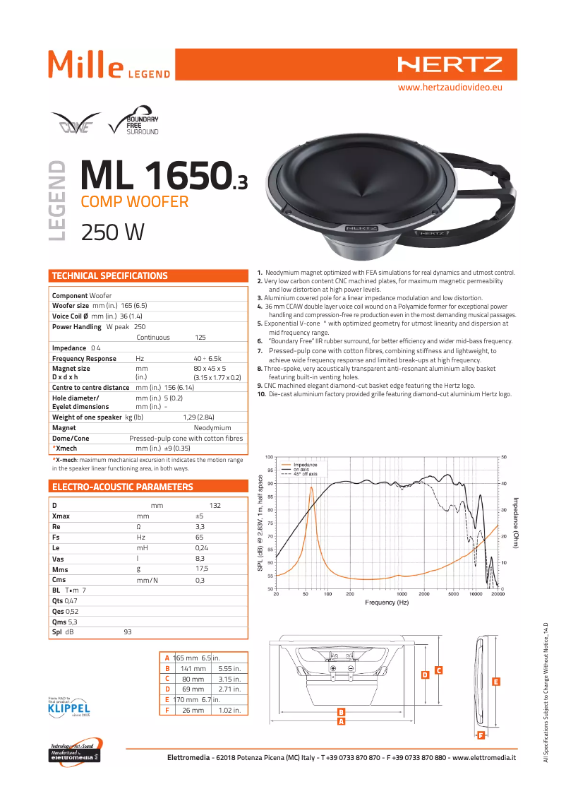 Page n°1 - Fiche technique Hertz ML 1650.3