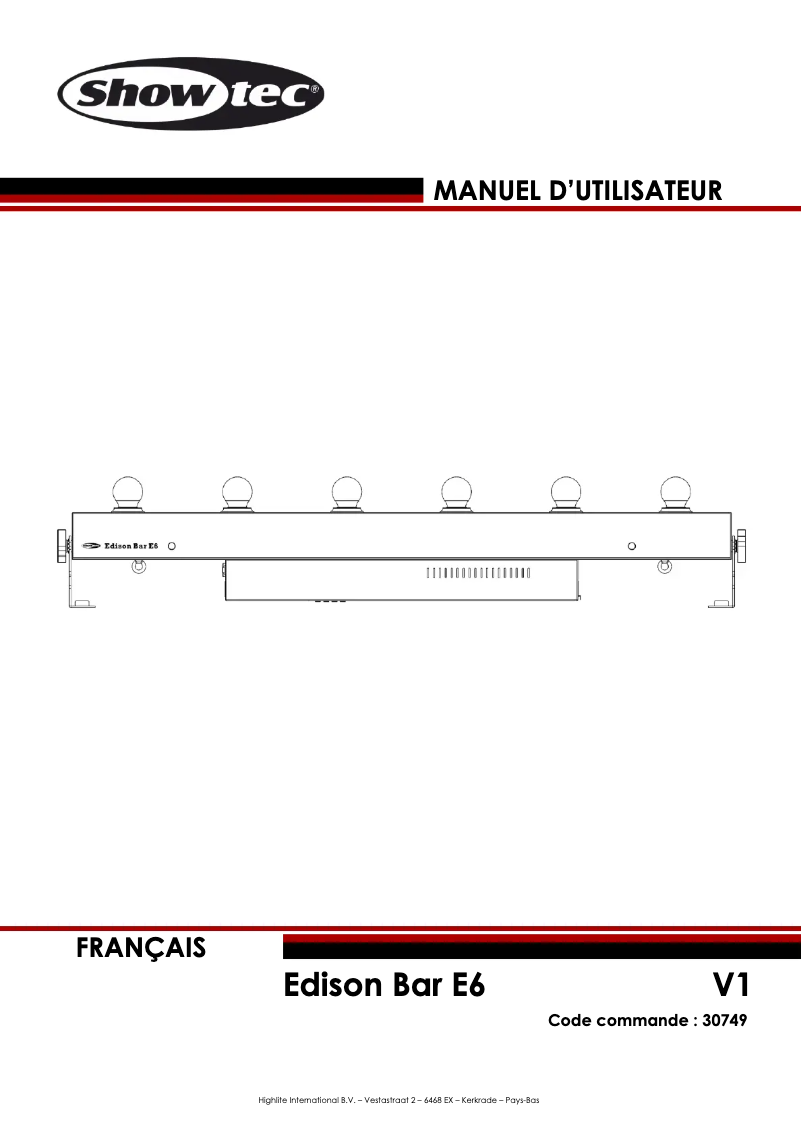 Page n°1 - Manuel utilisateur Showtec Edison Bar E6