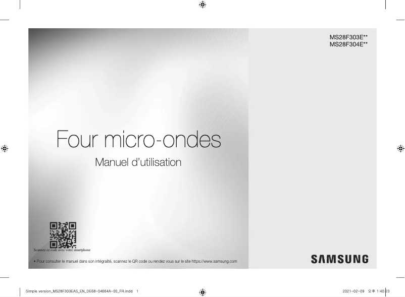 Page 1 de la notice Manuel utilisateur Samsung MS28F303EAS