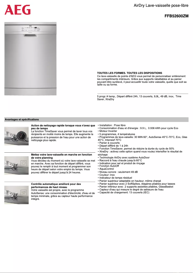 Image de la première page du manuel de l'appareil FFB52600ZM