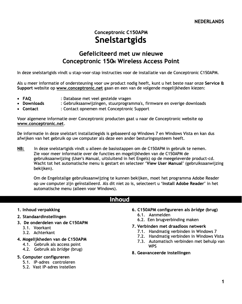 Image de la première page du manuel de l'appareil C150APM