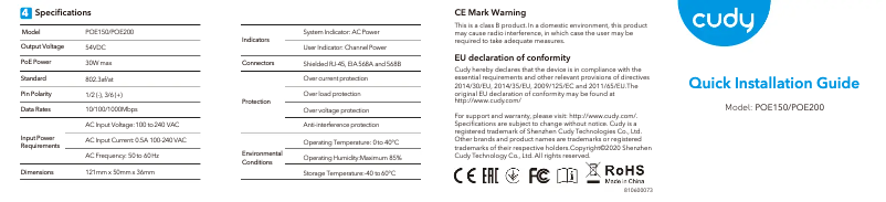 Página 1 del manual Manual de instrucciones Cudy POE200
