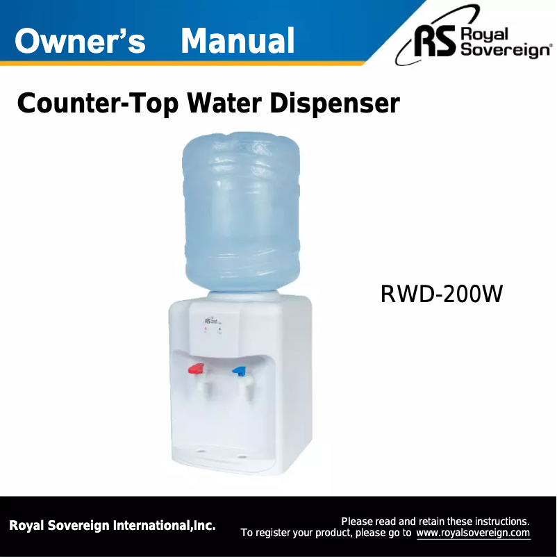 Page n°1 - Manuel utilisateur Royal Sovereign RWD-200W