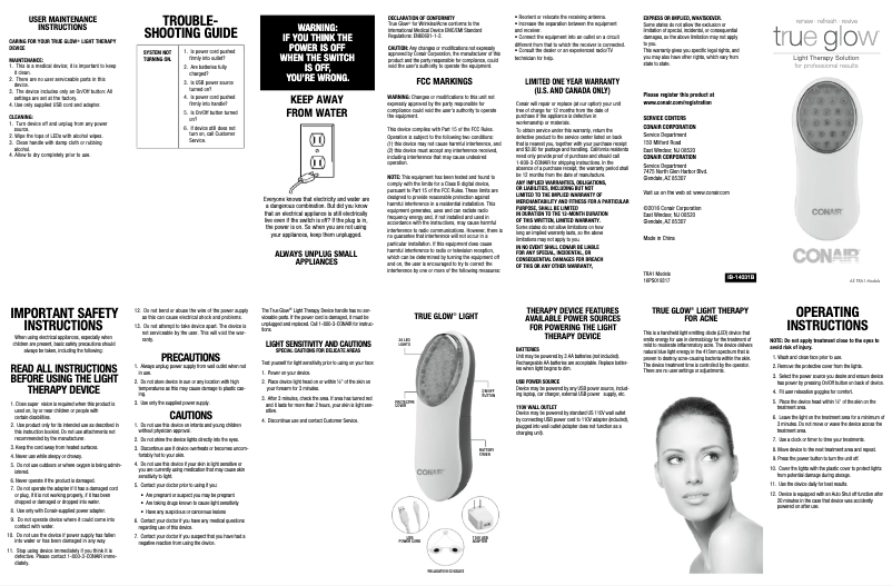 Page 1 de la notice Manuel utilisateur Conair TRA1