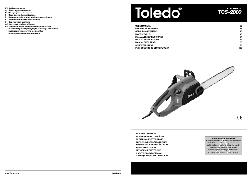 Page n°1 - Manuel utilisateur Toledo TCS-2000