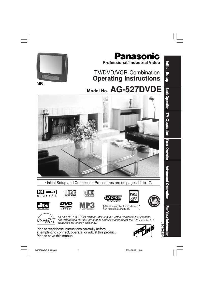 Page 1 de la notice Manuel utilisateur Panasonic AG-527DVDE