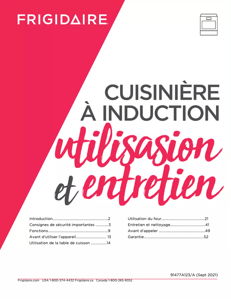 Page 1 de la notice Manuel utilisateur Frigidaire PCFI3668AF