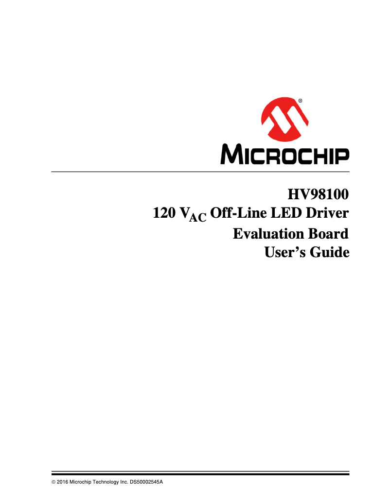 Page 1 de la notice Manuel utilisateur Microchip HV98100