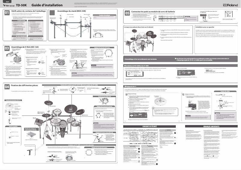 Page 1 de la notice Guide d'installation Roland TD-50K