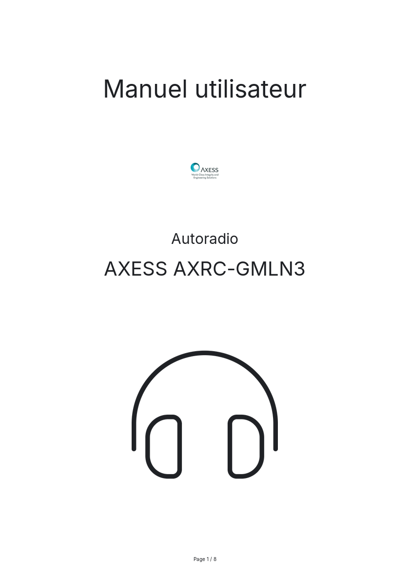 Image de la première page du manuel de l'appareil AXRC-GMLN3