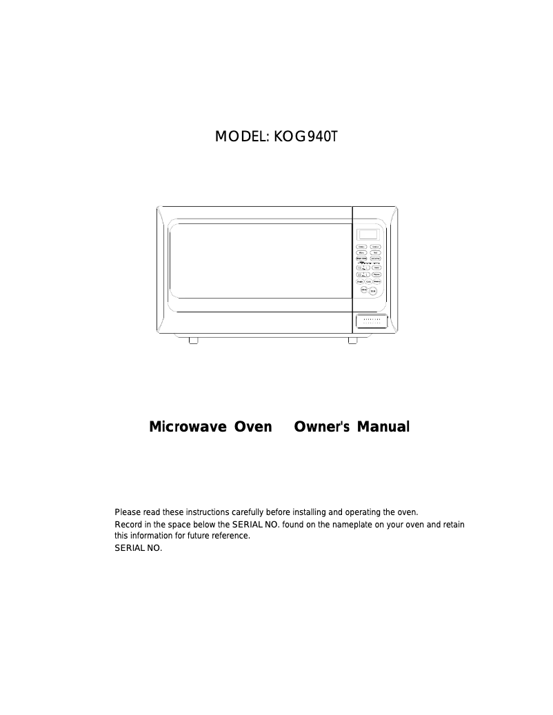 Page 1 de la notice Manuel utilisateur Campomatic KOG940T