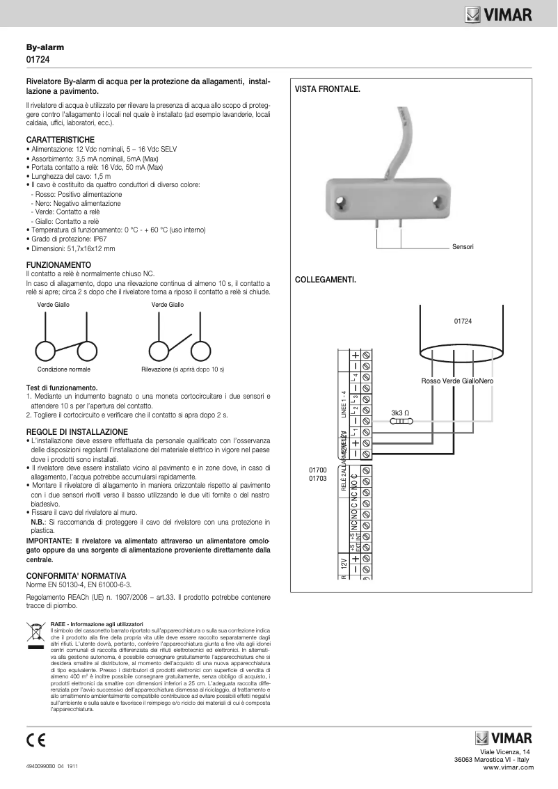Page 1 de la notice Manuel utilisateur Vimar 01724
