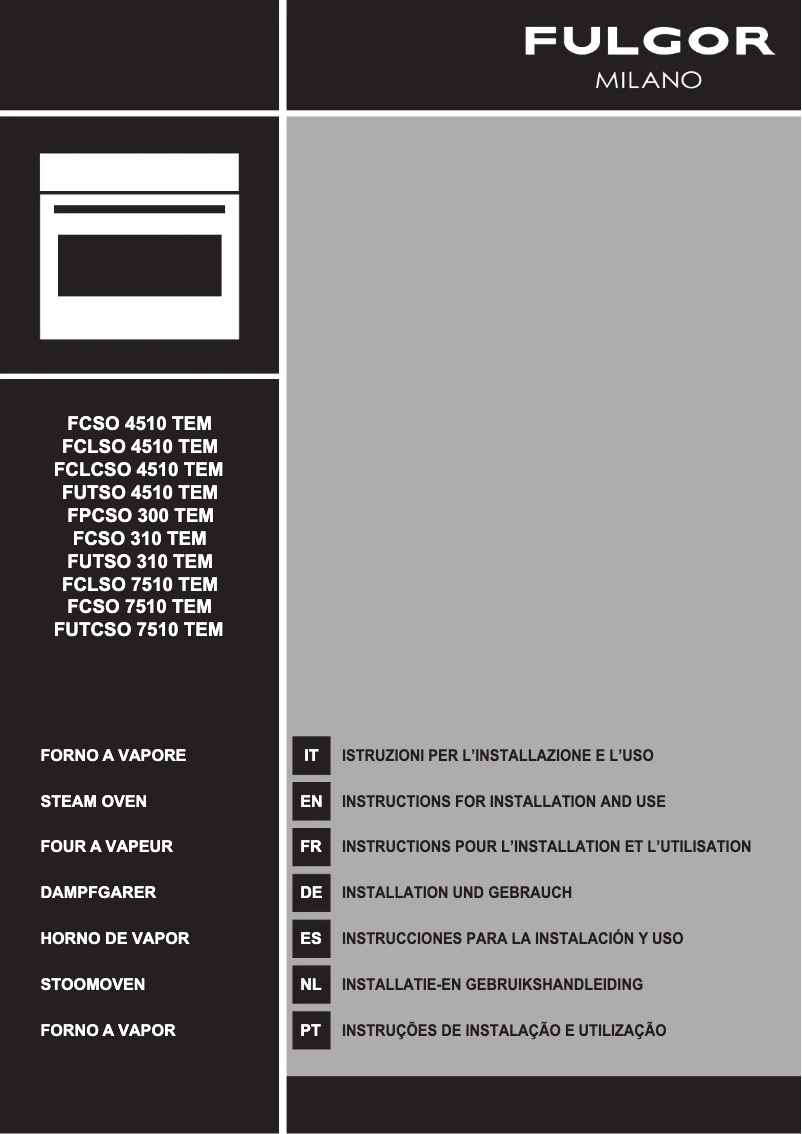 Page n°1 - Guide d'installation Fulgor Milano FCSO 310 TEM X