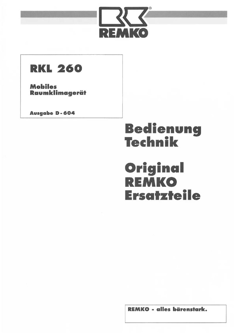 Page 1 de la notice Manuel utilisateur Remko RKL 260