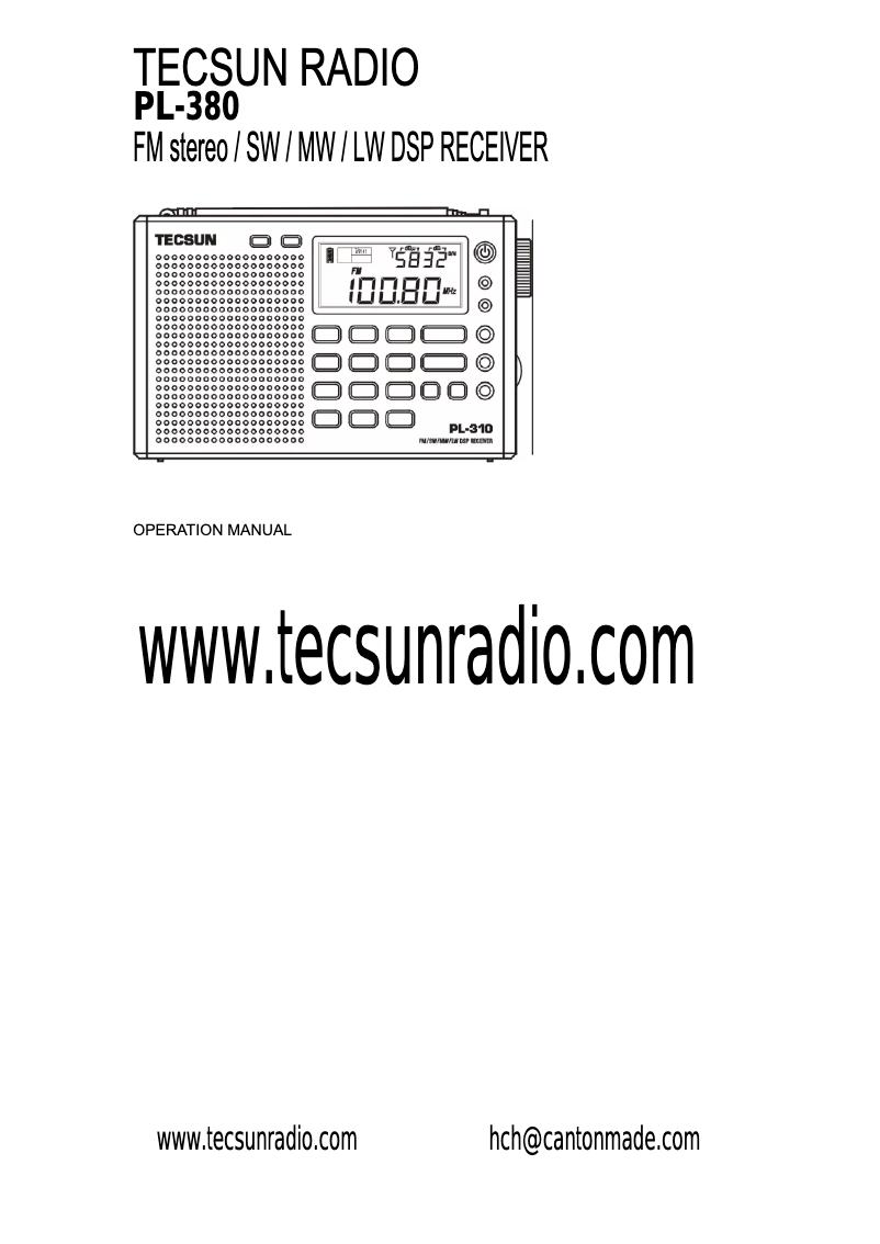 Page 1 de la notice Manuel utilisateur Tecsun PL380