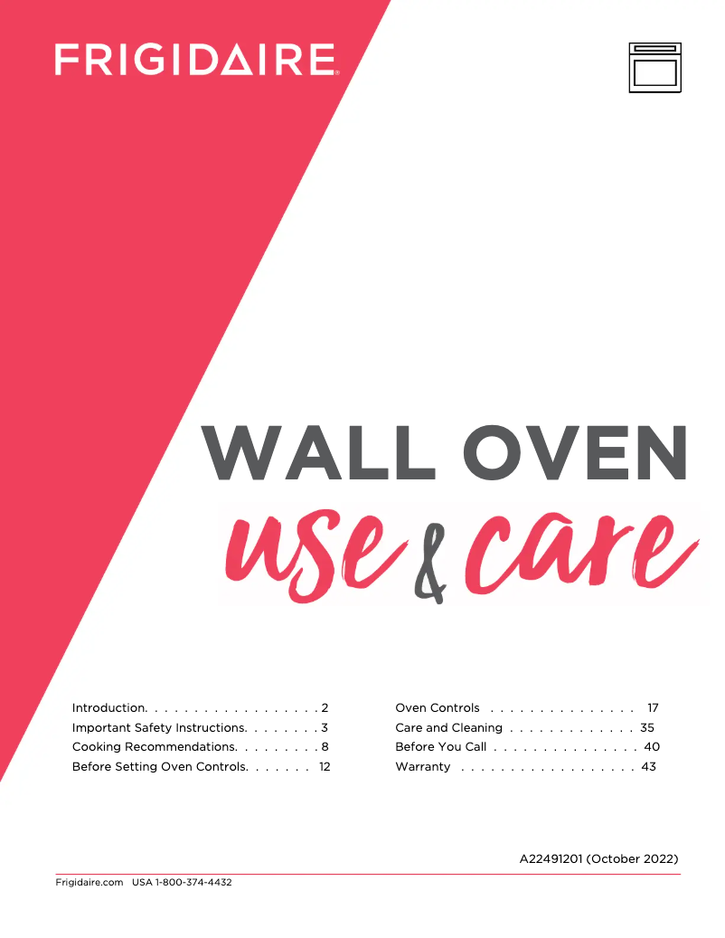 Page n°1 - Manuel utilisateur Frigidaire GCWS2438AF